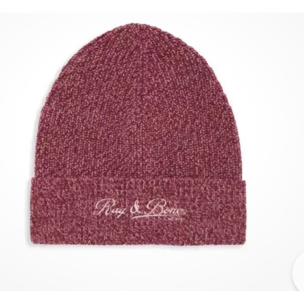 Rag &โ Bone Women's Wool Blend Heritage Beanie Winter Hat Burgundy $165